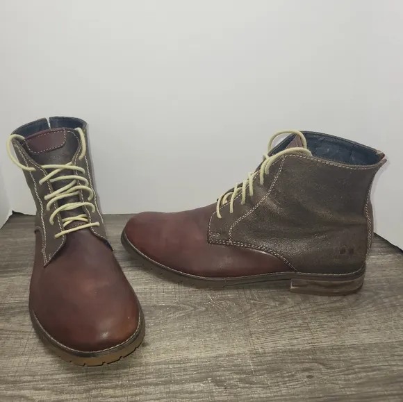 Bed Stu DELANO Leather Ankle Boots Teak Brown Suede Men's 10.5 Distressed