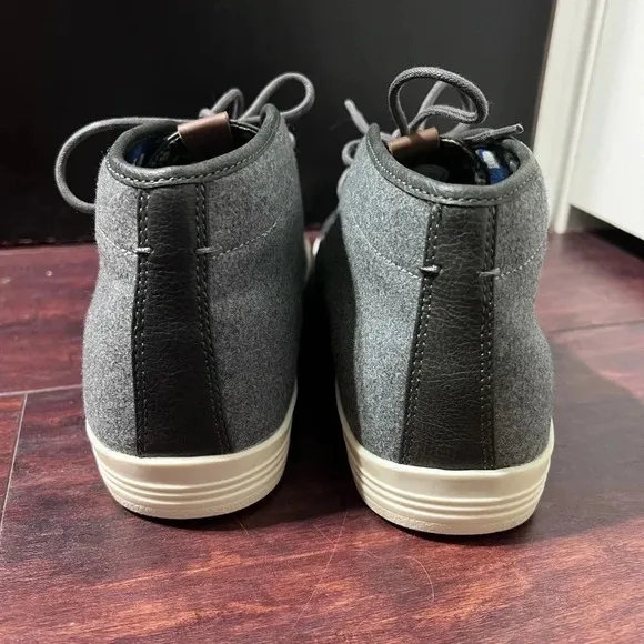 Ben Sherman Chukka Boots Grey high top shoes Sz 9 Canvas &amp; Pebble Leather NWOT