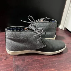 Ben Sherman Chukka Boots Grey high top shoes Sz 9 Canvas &amp; Pebble Leather NWOT