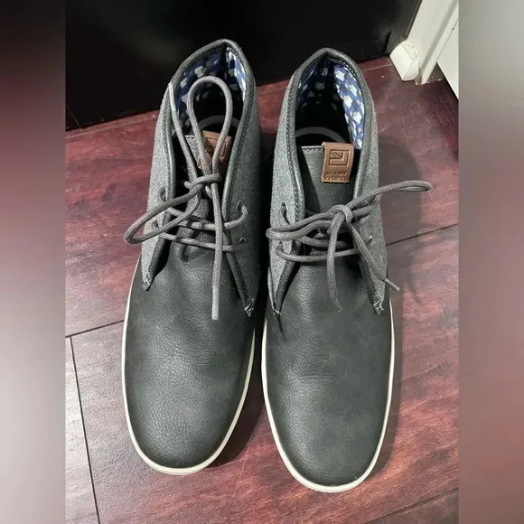 Ben Sherman Chukka Boots Grey high top shoes Sz 9 Canvas &amp; Pebble Leather NWOT