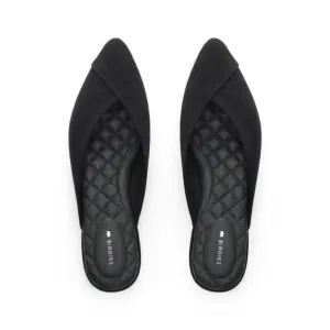 Birdies The Swan Pointed Toe Slip On Mules Black Suede Flats Slide Shoes Size 10