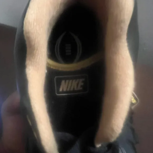 Black and Gold High-Top Athletic Shoes Air Trainer 1 College Football Pack Black