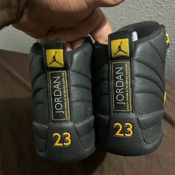 Black and Yellow Jordan 12 Athletic Shoes Retro 12 Black Taxi