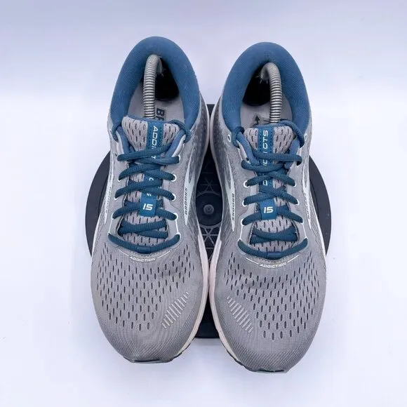 Brooks Addiction GTS 15 Shoes Womens size 10.5 Grey Aqua Road Walking 1203521B09