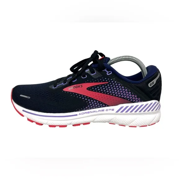 Brooks Adrenaline GTS 22 Womens 10 Shoes Black Purple Coral Support Road Running