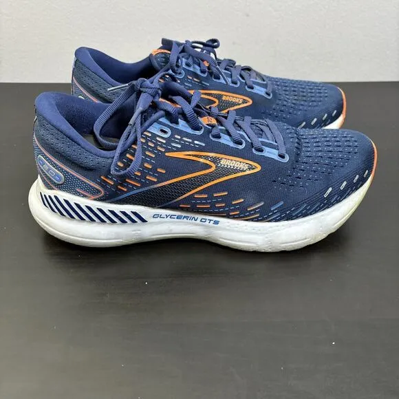 Brooks Glycerin GTS 20 Shoes Mens‎ 9 Wide Blue Depths Palace Orange Road Running