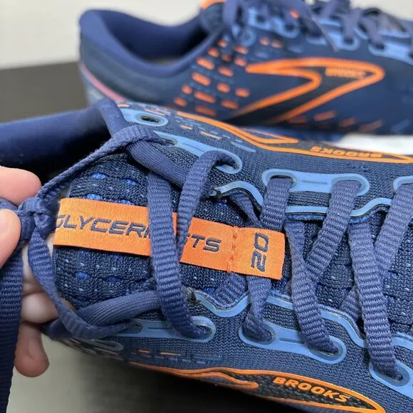 Brooks Glycerin GTS 20 Shoes Mens‎ 9 Wide Blue Depths Palace Orange Road Running