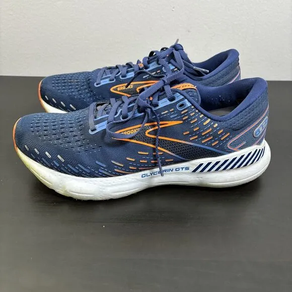 Brooks Glycerin GTS 20 Shoes Mens‎ 9 Wide Blue Depths Palace Orange Road Running
