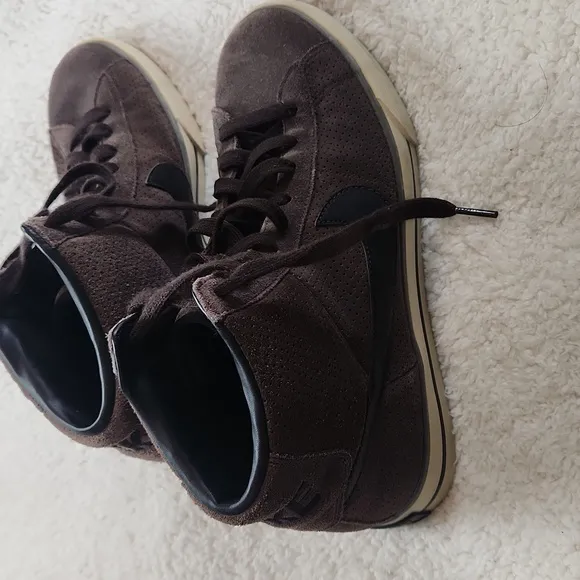 Brown Black Suede Vintage High Top Shoes Sneakers Size 8