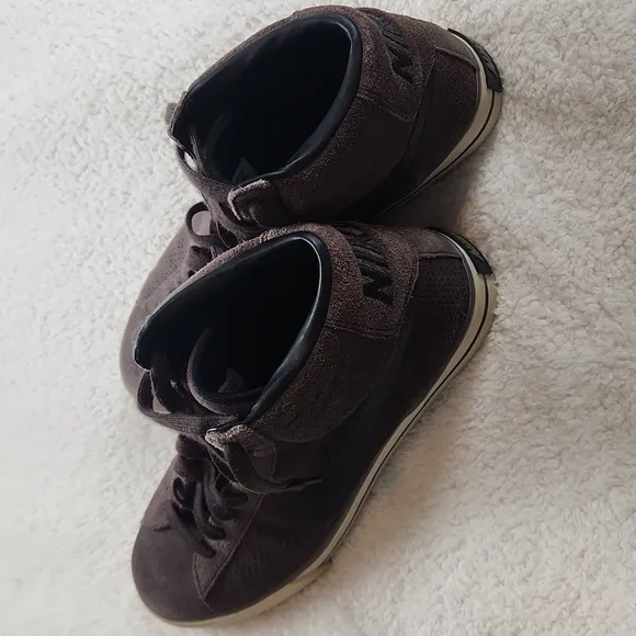 Brown Black Suede Vintage High Top Shoes Sneakers Size 8