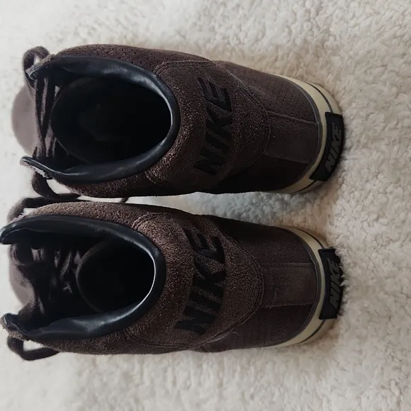 Brown Black Suede Vintage High Top Shoes Sneakers Size 8
