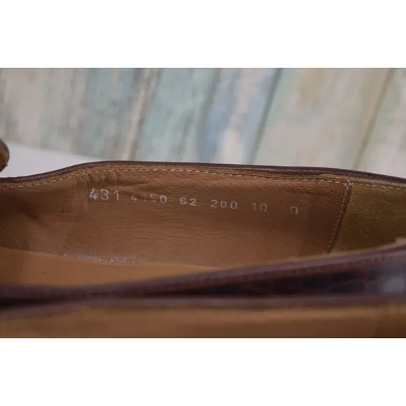 Cable &amp; Co Men's Size 10 Brown Croc Embossed Burgundy Penny Loafer Dress Shoes