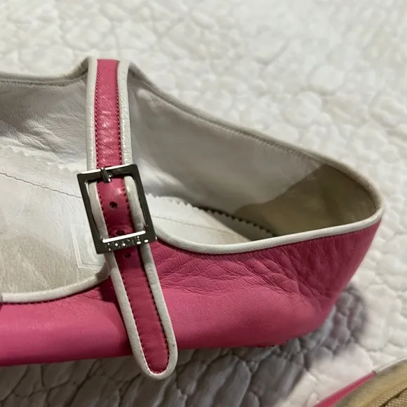 Chanel Pink and White Women's Ballet Flat Shoes sz 42