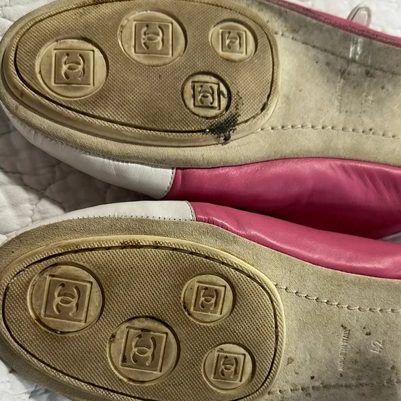 Chanel Pink and White Women's Ballet Flat Shoes sz 42