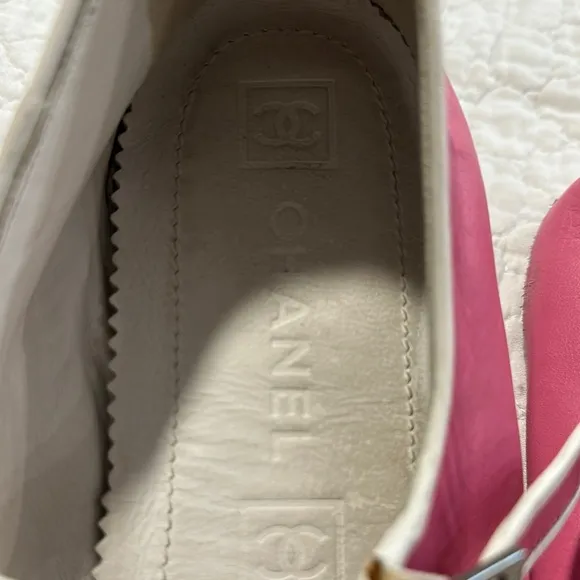 Chanel Pink and White Women's Ballet Flat Shoes sz 42