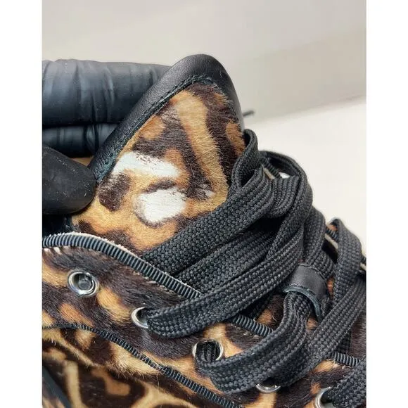 CHRISTIAN LOUBOUTIN Rantus Orlato Brown Leopard Calf Hair High Top Sneakers EU41