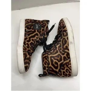 CHRISTIAN LOUBOUTIN Rantus Orlato Brown Leopard Calf Hair High Top Sneakers EU41
