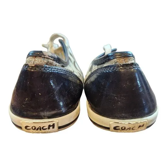 Coach logo sneakers women's sz 9 shoe brown &amp; beige  tennis shoe lace up shoes