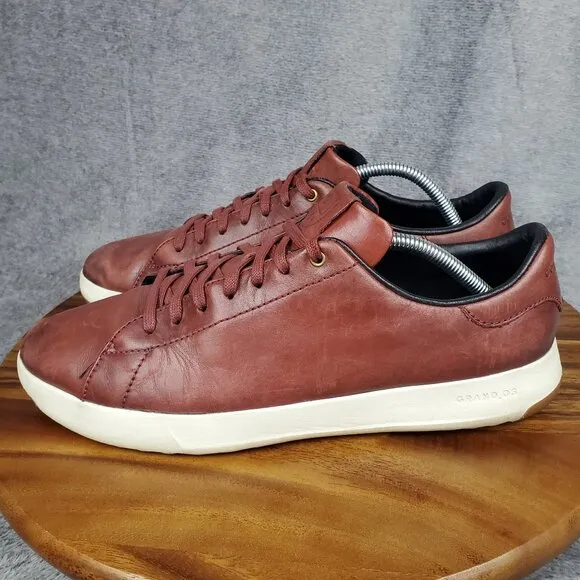 Cole Haan Grandpro Shoes Men's 11.5 M Red Brown Leather Lace Up Tennis Sneakers