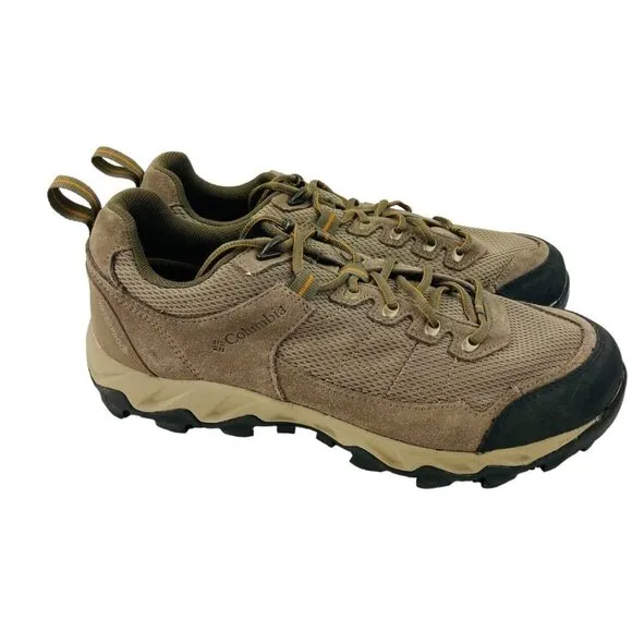 Columbia Mens Hiking Shoes Size 9W Brown Leather Mesh Y10740-227 Lace Up Outdoor
