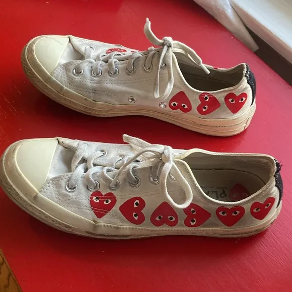 Comme de Garcons Play Converse multi heart tennis shoes sneakers trainers Size 8