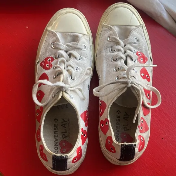 Comme de Garcons Play Converse multi heart tennis shoes sneakers trainers Size 8