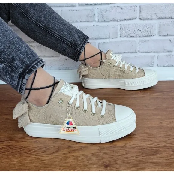 ❤️❤️Converse Chuck Taylor All Star Lift Bow Women Shoes Sz 7 Embroidered A10246C