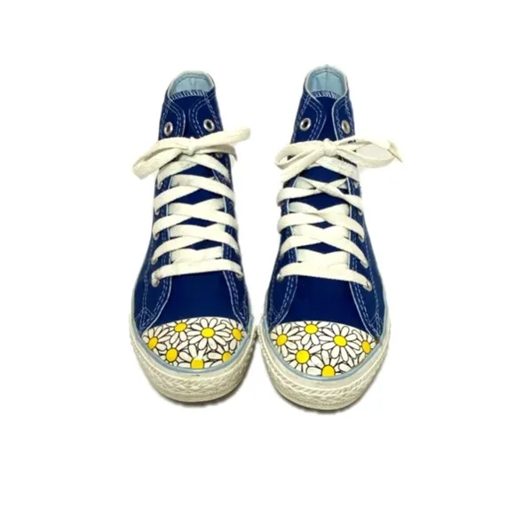 Converse High Top Blue / Daisies Size: M3/W5 Unisex