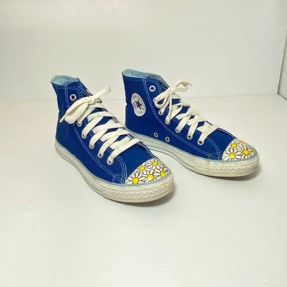 Converse High Top Blue / Daisies Size: M3/W5 Unisex
