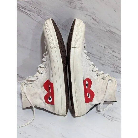 Converse Men's White High-Top Lace-Up Commes De Garcon Shoes Size 10
