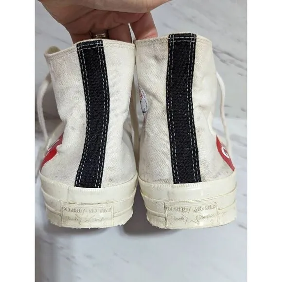 Converse Men's White High-Top Lace-Up Commes De Garcon Shoes Size 10