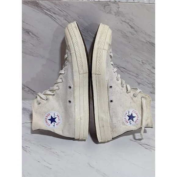 Converse Men's White High-Top Lace-Up Commes De Garcon Shoes Size 10