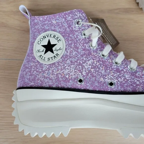 ⭐Converse Run Star Hike Hi Mens Shoes Size 5 Purple Glitter Platform A10096C New
