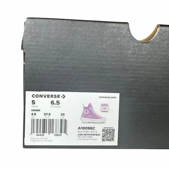⭐Converse Run Star Hike Hi Mens Shoes Size 5 Purple Glitter Platform A10096C New