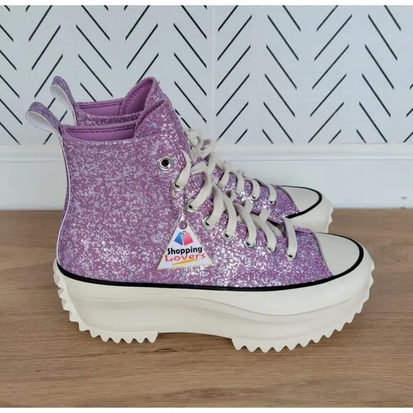 ⭐Converse Run Star Hike Hi Mens Shoes Size 5 Purple Glitter Platform A10096C New