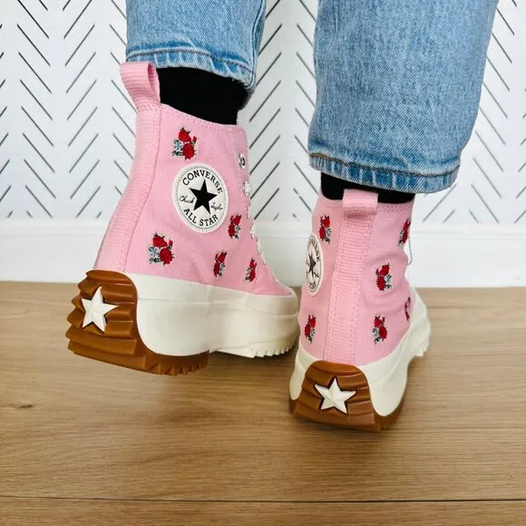 ❤️❤️Converse Run Star Hike Hi Sz 11 Women Shoes Sneakers Pink Red Roses A05192C