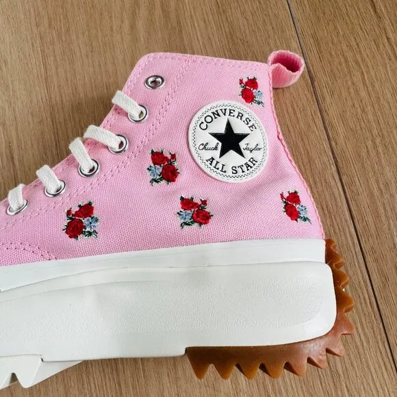 ❤️❤️Converse Run Star Hike Hi Sz 11 Women Shoes Sneakers Pink Red Roses A05192C