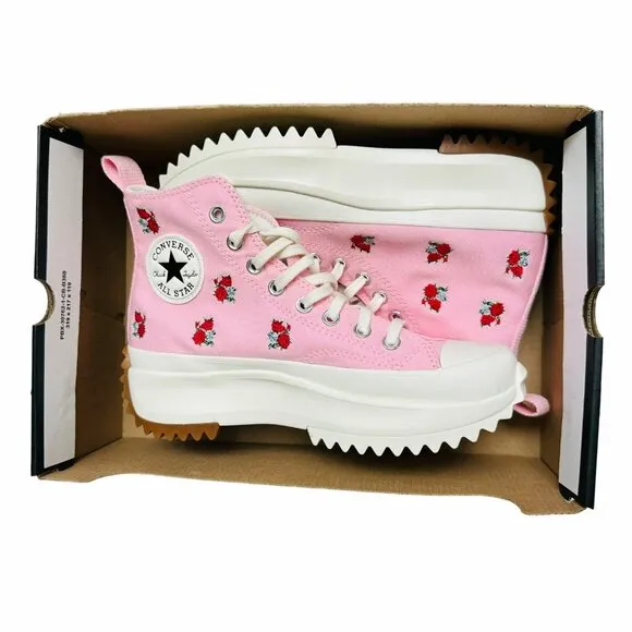 ❤️❤️Converse Run Star Hike Hi Sz 11 Women Shoes Sneakers Pink Red Roses A05192C