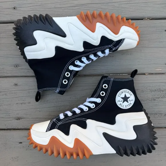 Converse Run Star Motion Black White Gum high top platform shoes size 8.5