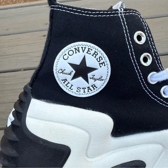 Converse Run Star Motion Black White Gum high top platform shoes size 8.5