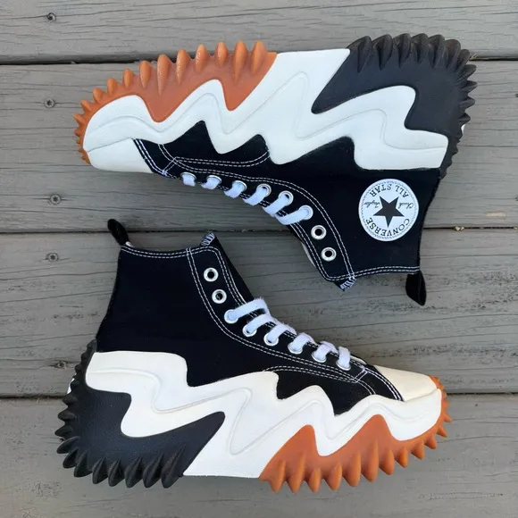 Converse Run Star Motion Black White Gum high top platform shoes size 8.5
