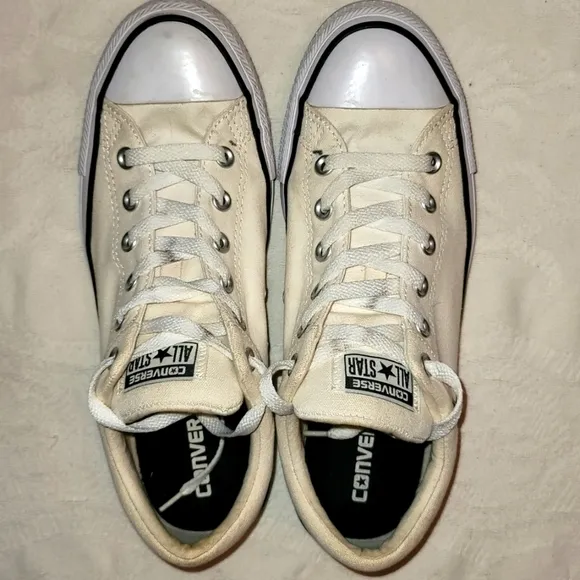 Converse shoes sneakers canvas off-white black letters sz 8