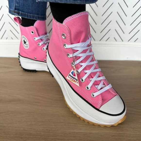 🤩Converse Sz 9.5 Women's Shoes Run Star Hike Pop High Top Sneakers Pink A08735C