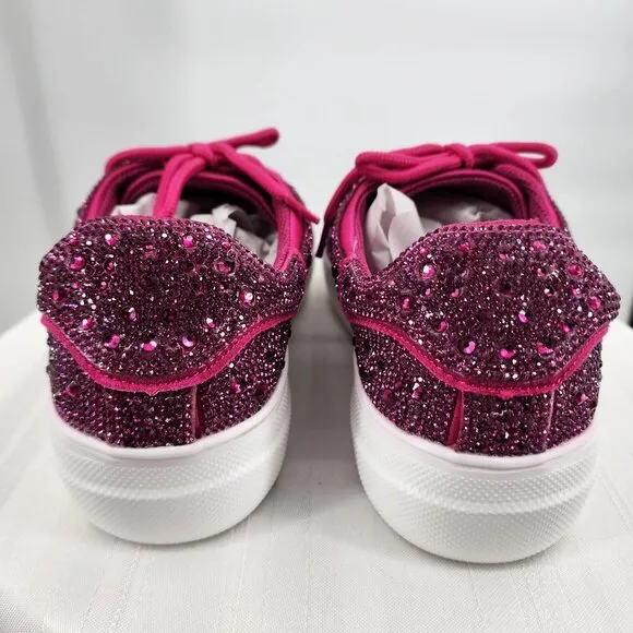 CORKYS Bedazzled Fuchsia Pink Rhinestone Sneakers Tennis Shoes 7-11 NWT