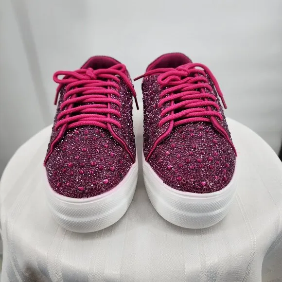 CORKYS Bedazzled Fuchsia Pink Rhinestone Sneakers Tennis Shoes 7-11 NWT