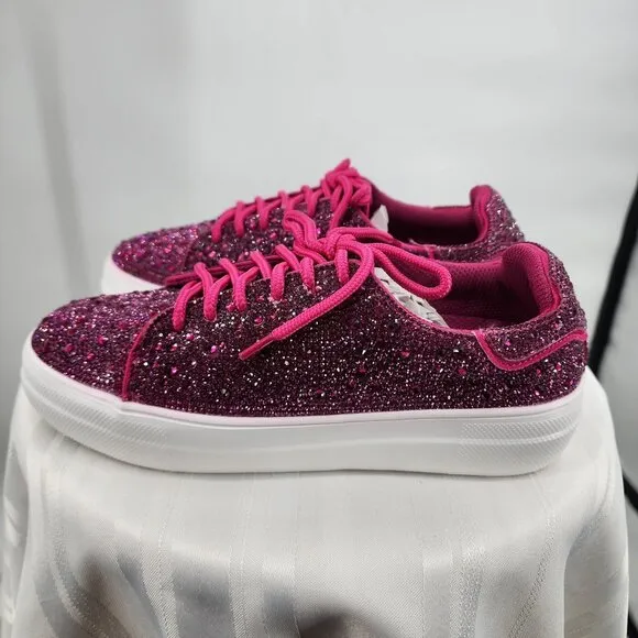 CORKYS Bedazzled Fuchsia Pink Rhinestone Sneakers Tennis Shoes 7-11 NWT