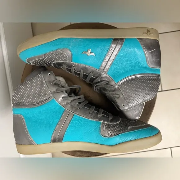 Creative Recreation Men's Milano High Turquoise Aqua Silver Sneakers Shoes 10
