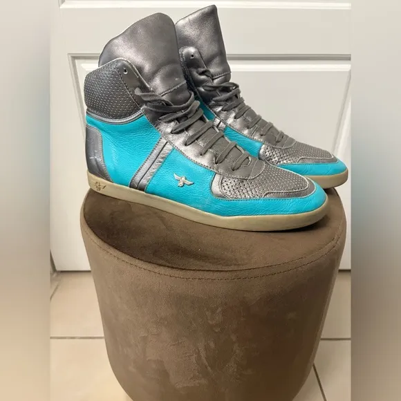 Creative Recreation Men's Milano High Turquoise Aqua Silver Sneakers Shoes 10