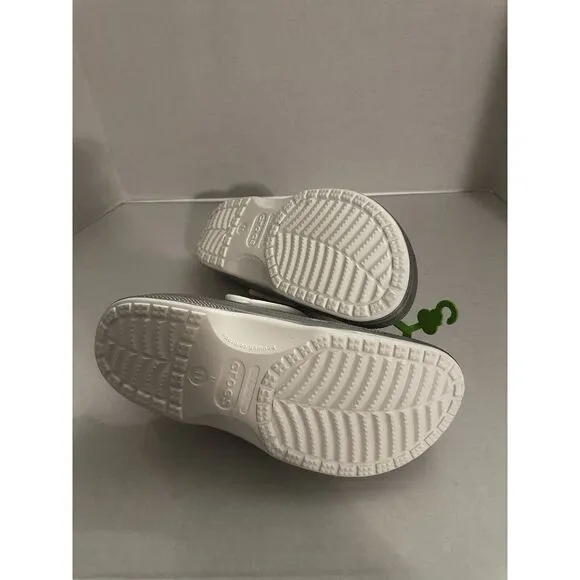 Crocs Baya Lined Printed Mens Size 11 Slip On Clog Shoes Silver Metallic Comfort