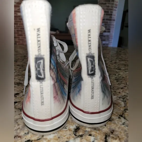 Custom Walking Literature high top sneakers. Size 39